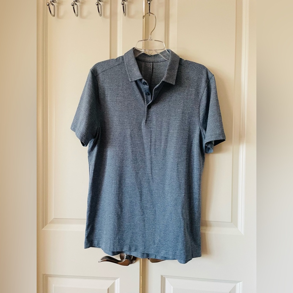 Lululemon Men’s Evolution Polo T-Shirt Heathered Blue Sz M